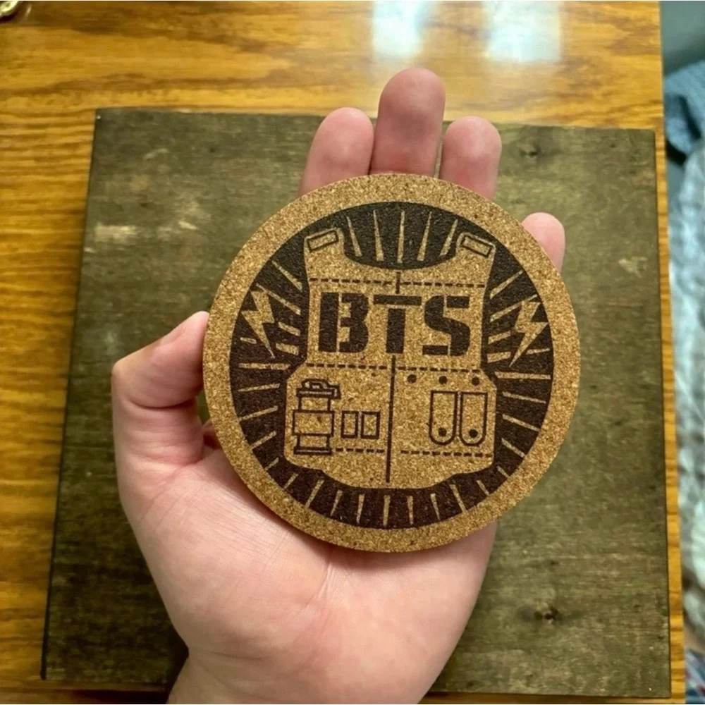 BTS Laser Engraved Cork Coasters Lot of 5